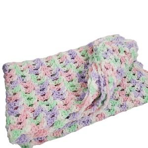 Baby Crochet Blanket Pink Purple Handmade Girl 40x30